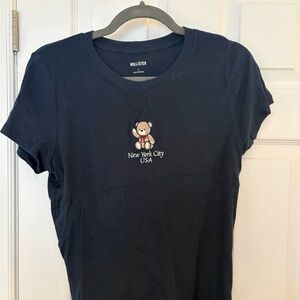 Hollister Navy Short-Sleeve Tee with Teddy Patch
